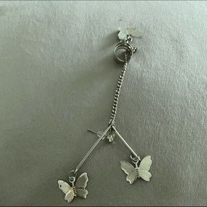 one ear silver earring with fake clip on upper ear